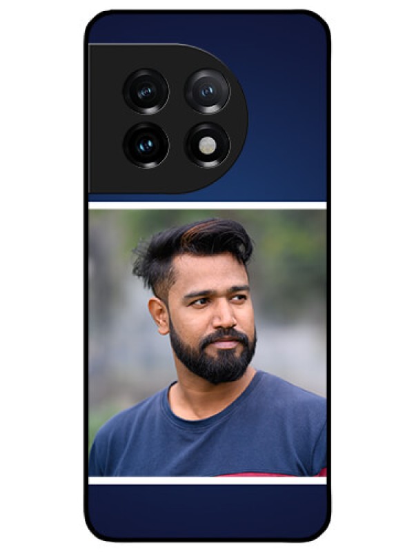 Custom OnePlus 11 5G Personalized Glass Phone Case - Simple Royal Blue Design