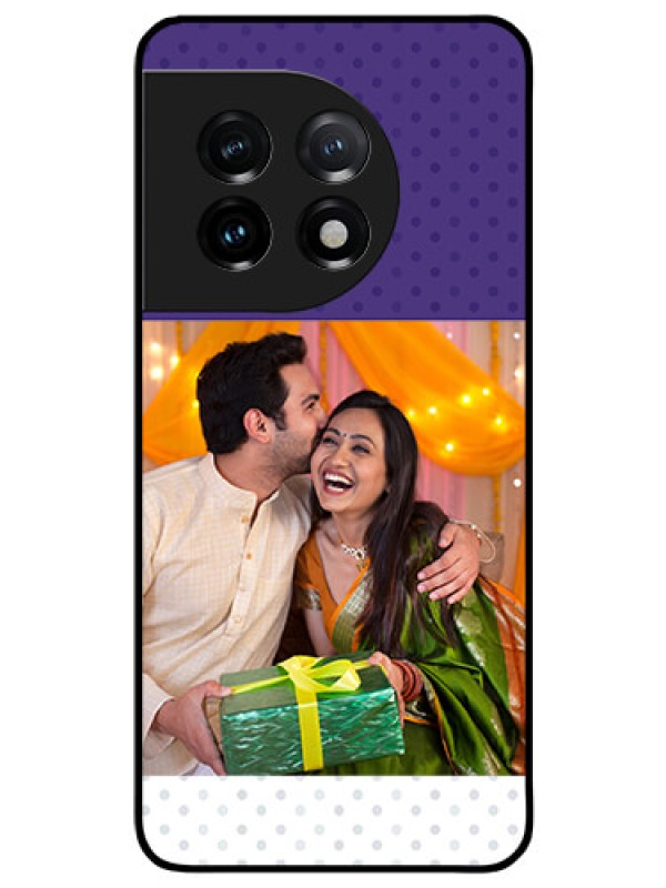 Custom OnePlus 11 5G Personalized Glass Phone Case - Violet Pattern Design