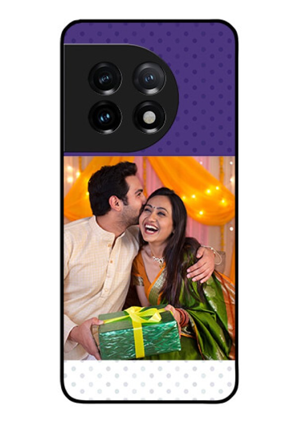 OnePlus 11 5G Personalized Glass Phone Case - Violet Pattern Design