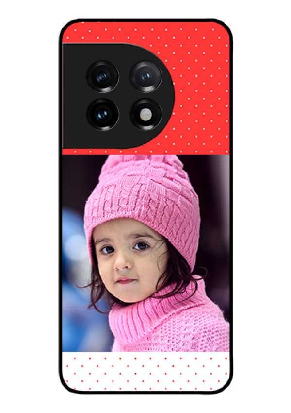 OnePlus 11 5G Photo Printing on Glass Case - Red Pattern Design