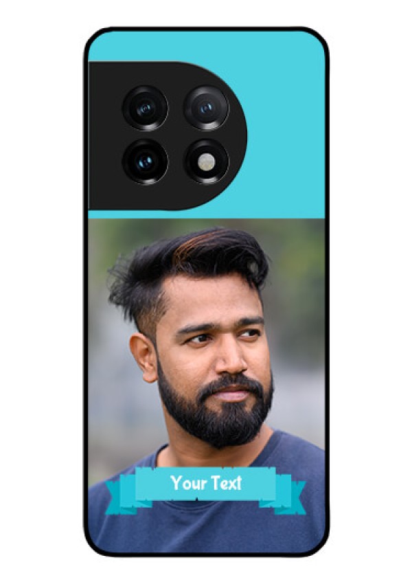 OnePlus 11 5G Personalized Glass Phone Case - Simple Blue Color Design