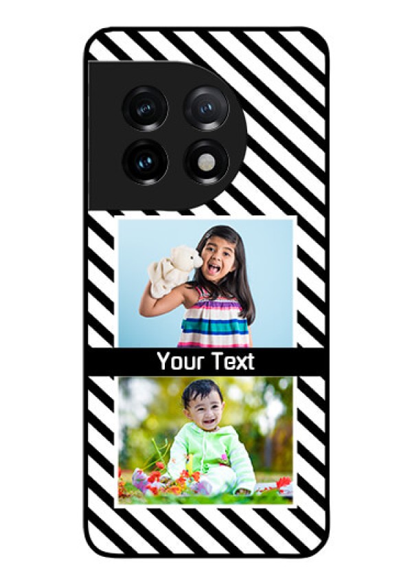 OnePlus 11 5G Photo Printing on Glass Case - Black And White Stripes Design