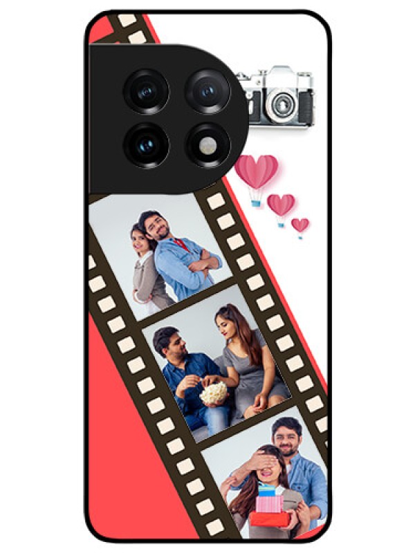 Custom OnePlus 11 5G Personalized Glass Phone Case - 3 Image Holder with Film Reel