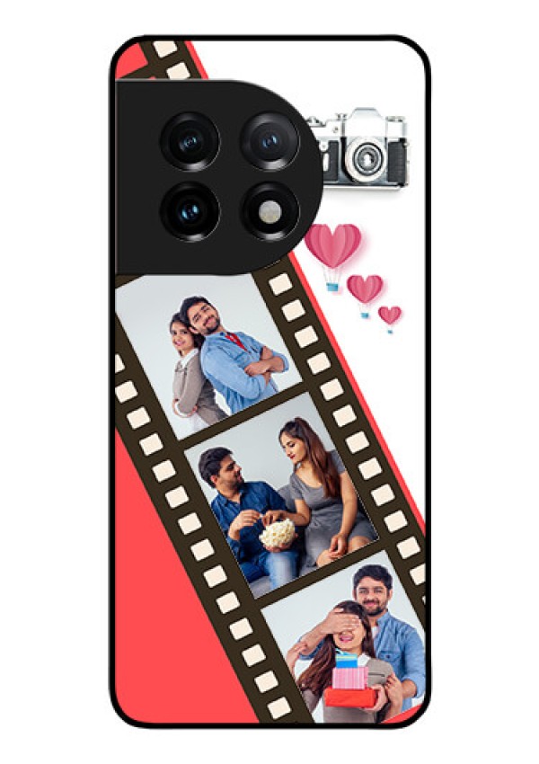 OnePlus 11 5G Personalized Glass Phone Case - 3 Image Holder with Film Reel