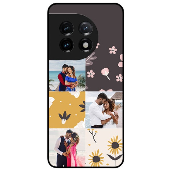 OnePlus 11 5G Photo Printing on Glass Case - 3 Images with Floral Design OnePlus 11 5G Photo Printing on Glass Case - 3 Images with Floral Design