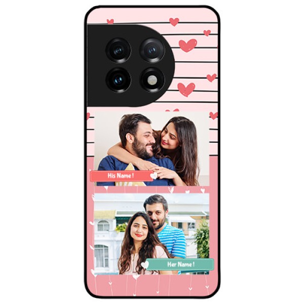 OnePlus 11 5G Custom Glass Mobile Case - Photo with Heart Design OnePlus 11 5G Custom Glass Mobile Case - Photo with Heart Design