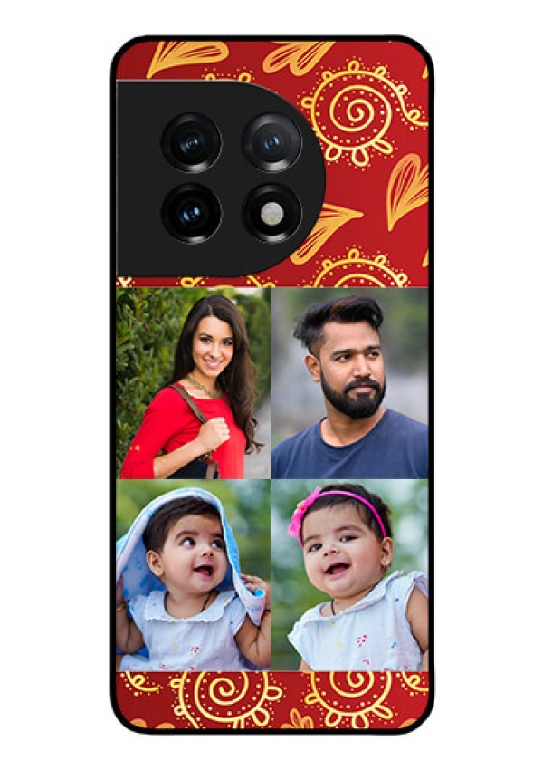 OnePlus 11 5G Photo Printing on Glass Case - 4 Image Traditional Design