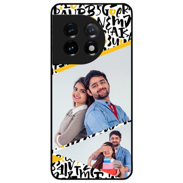 OnePlus 11 5G Custom Glass Mobile Case - Letters Pattern Design
