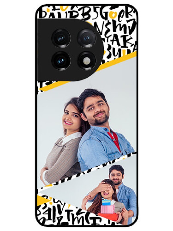 Custom OnePlus 11 5G Custom Glass Mobile Case - Letters Pattern Design