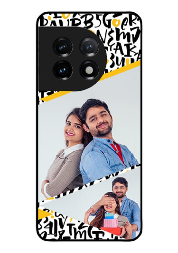 OnePlus 11 5G Custom Glass Mobile Case - Letters Pattern Design