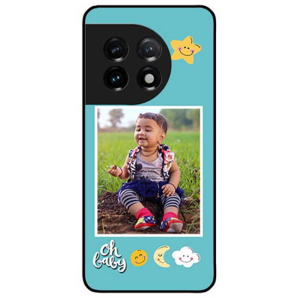 OnePlus 11 5G Personalized Glass Phone Case - Smiley Kids Stars Design
