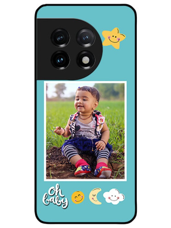 Custom OnePlus 11 5G Personalized Glass Phone Case - Smiley Kids Stars Design