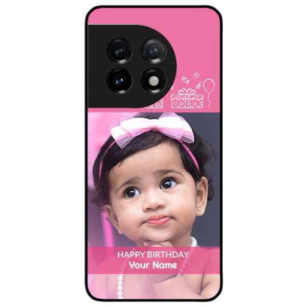 OnePlus 11 5G Photo Printing on Glass Case - with Birthday Line Art Design