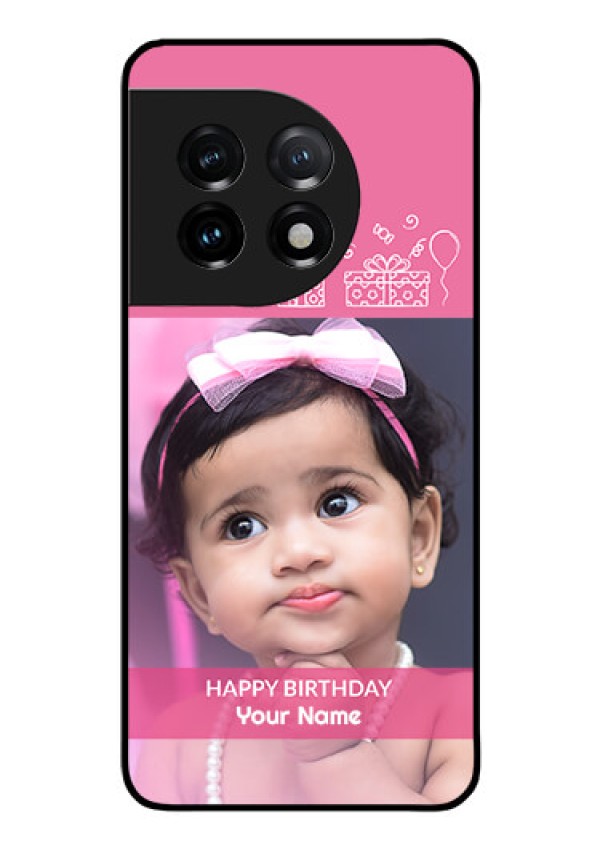 OnePlus 11 5G Photo Printing on Glass Case - with Birthday Line Art Design