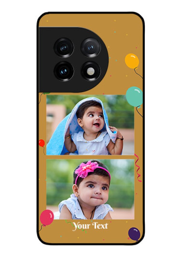 OnePlus 11 5G Personalized Glass Phone Case - Image Holder with Birthday Celebrations Design