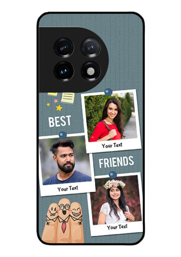 OnePlus 11 5G Personalized Glass Phone Case - Sticky Frames and Friendship Design