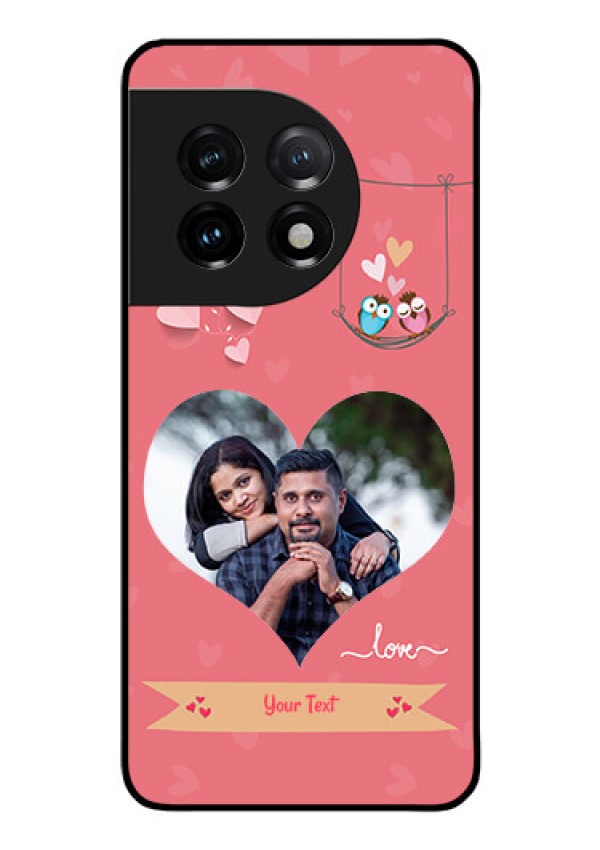 OnePlus 11 5G Personalized Glass Phone Case - Peach Color Love Design