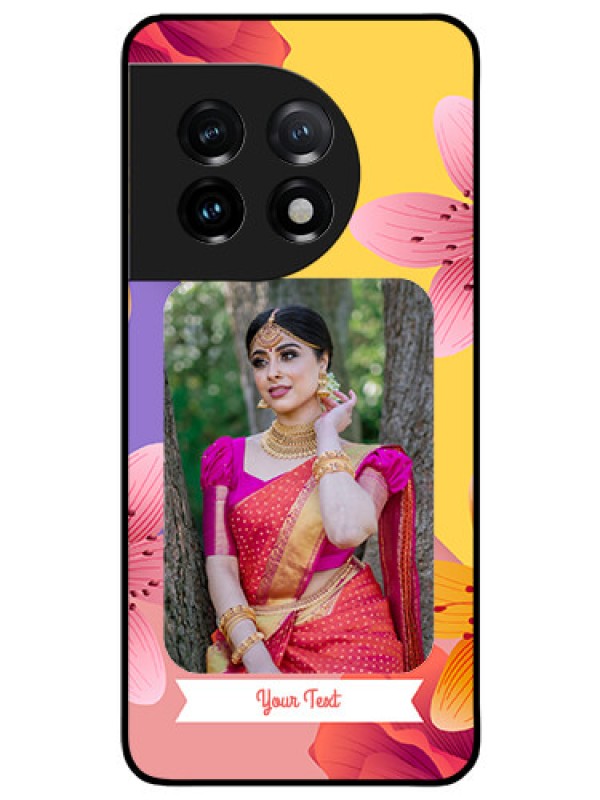 Custom OnePlus 11 5G Custom Glass Mobile Case - 3 Image With Vintage Floral Design