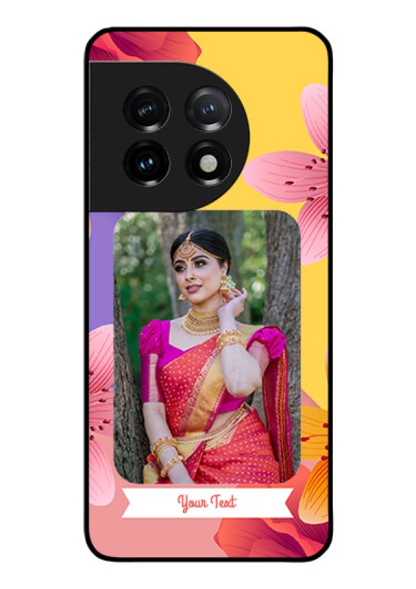 OnePlus 11 5G Custom Glass Mobile Case - 3 Image With Vintage Floral Design