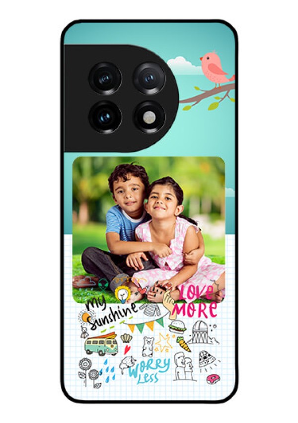 OnePlus 11 5G Photo Printing on Glass Case - Doodle love Design
