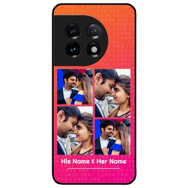 OnePlus 11 5G Custom Glass Phone Case - I Love You Pink Design