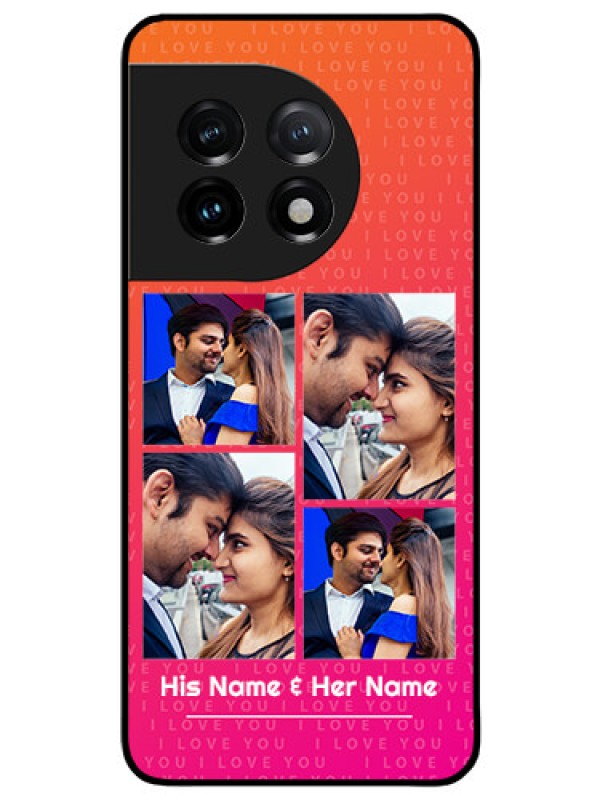 Custom OnePlus 11 5G Custom Glass Phone Case - I Love You Pink Design