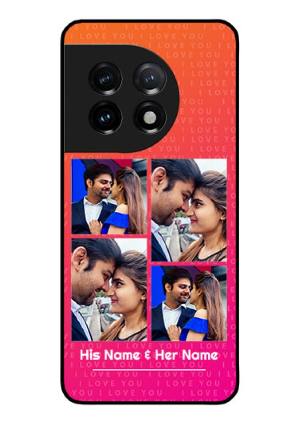 OnePlus 11 5G Custom Glass Phone Case - I Love You Pink Design