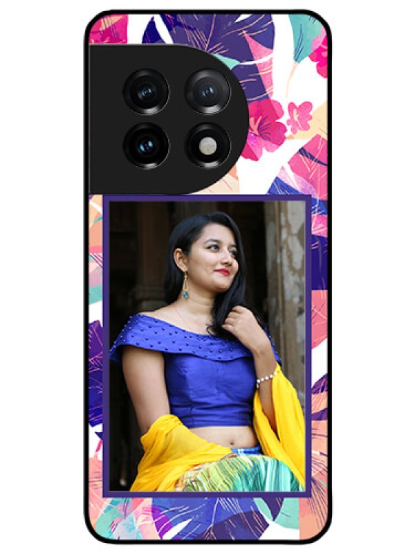 Custom OnePlus 11 5G Custom Glass Mobile Case - Abstract Floral Design