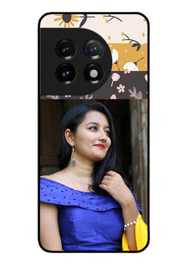 OnePlus 11 5G Custom Glass Phone Case - Stylish Floral Design