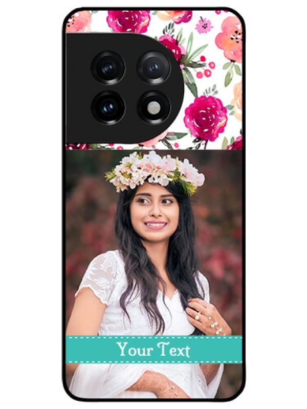 Custom OnePlus 11 5G Custom Glass Phone Case - Watercolor Floral Design