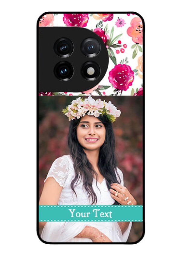 OnePlus 11 5G Custom Glass Phone Case - Watercolor Floral Design