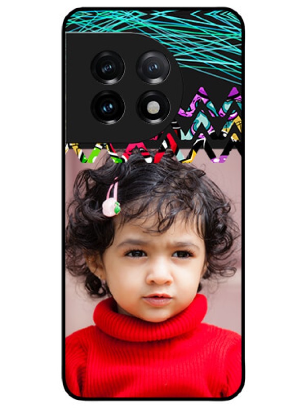 Custom OnePlus 11 5G Personalized Glass Phone Case - Neon Abstract Design