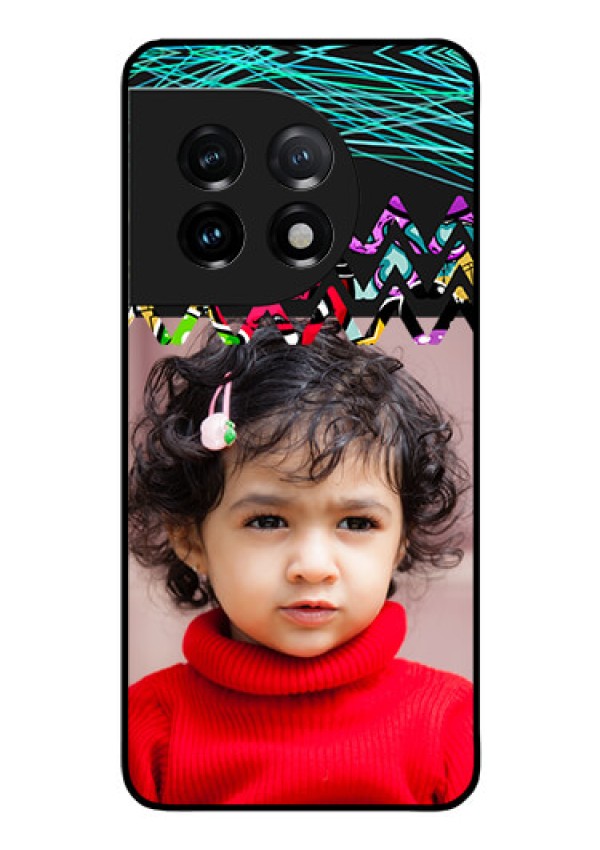 OnePlus 11 5G Personalized Glass Phone Case - Neon Abstract Design