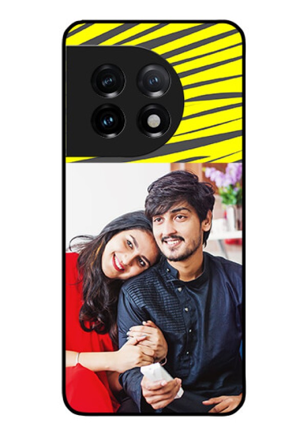 OnePlus 11 5G Photo Printing on Glass Case - Yellow Abstract Design
