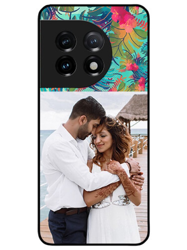Custom OnePlus 11 5G Photo Printing on Glass Case - Watercolor Floral Design