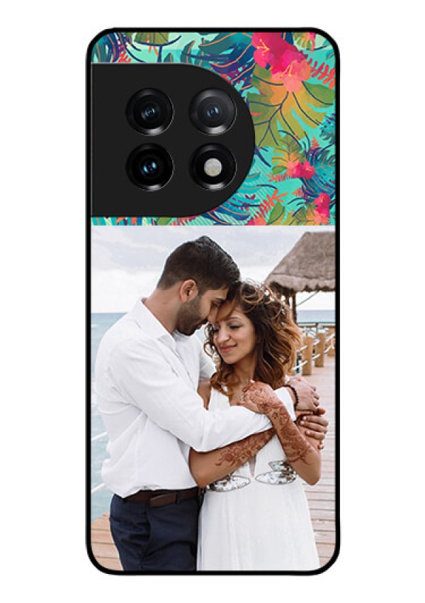 OnePlus 11 5G Photo Printing on Glass Case - Watercolor Floral Design