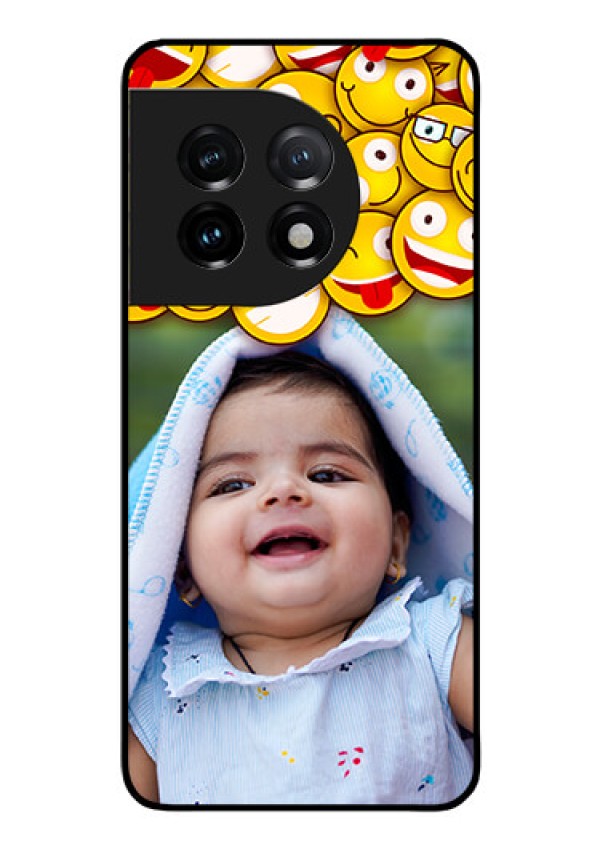 OnePlus 11 5G Custom Glass Mobile Case - with Smiley Emoji Design