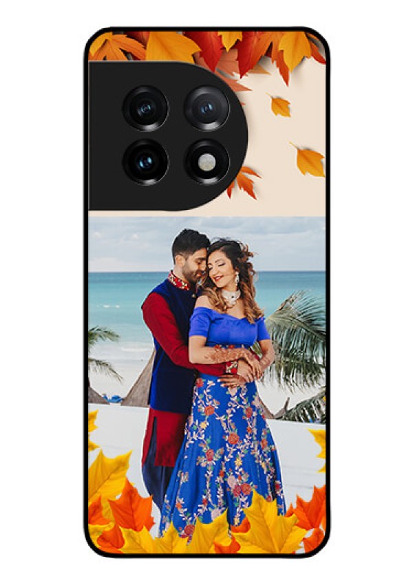OnePlus 11 5G Photo Printing on Glass Case - Autumn Maple Leaves Design
