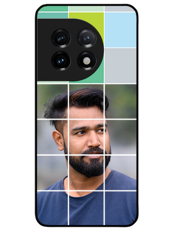 Custom OnePlus 11 5G Photo Printing on Glass Case - with white box pattern