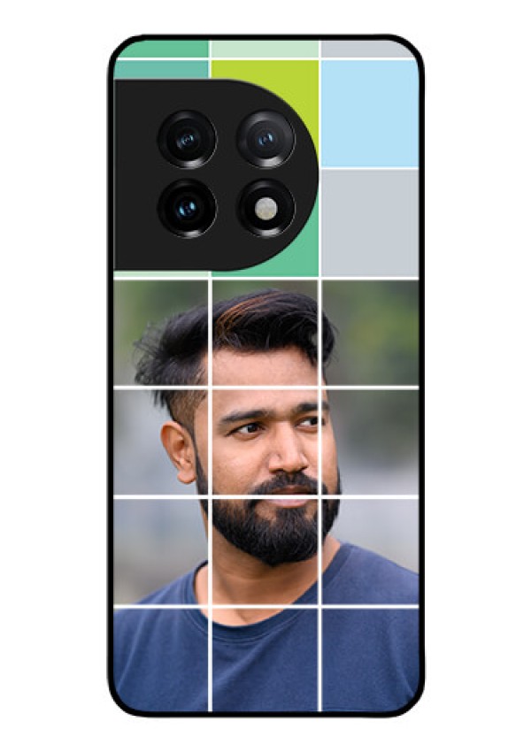 OnePlus 11 5G Photo Printing on Glass Case - with white box pattern