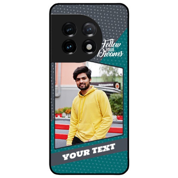 OnePlus 11 5G Personalized Glass Phone Case - Background Pattern Design with Quote