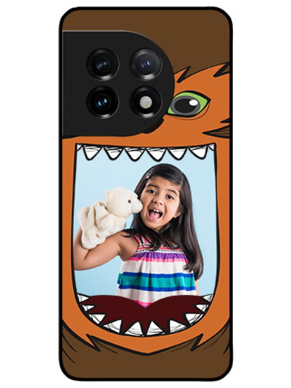 Custom OnePlus 11 5G Photo Printing on Glass Case - Owl Monster Back Case Design