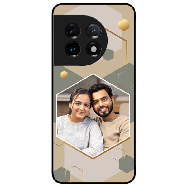 OnePlus 11 5G Photo Printing on Glass Case - Stylish Hexagon Pattern Design OnePlus 11 5G Photo Printing on Glass Case - Stylish Hexagon Pattern Design