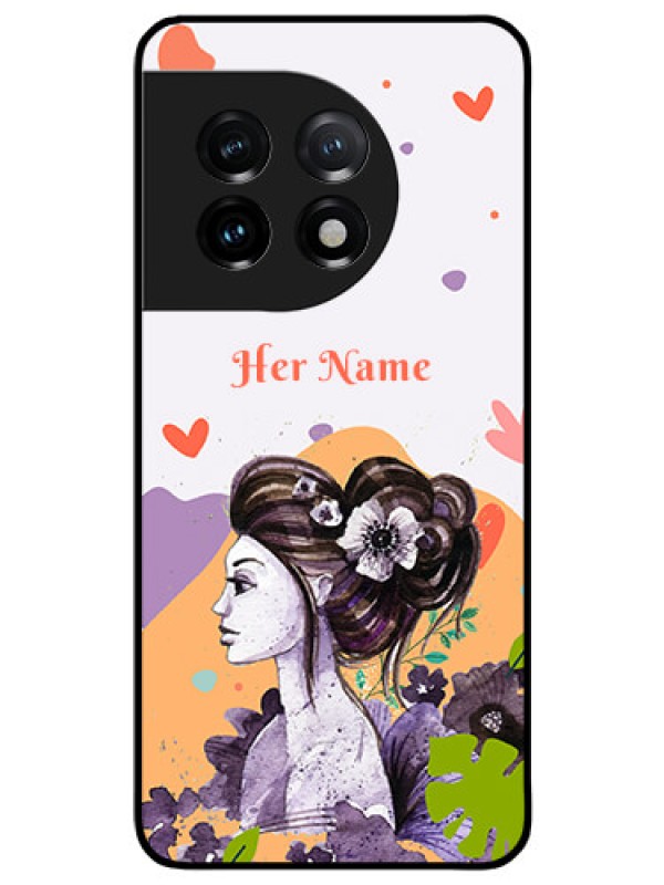 Custom OnePlus 11 5G Personalized Glass Phone Case - Woman And Nature Design