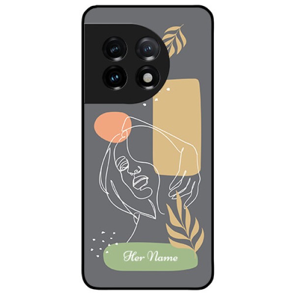 OnePlus 11 5G Custom Glass Phone Case - Gazing Woman line art Design OnePlus 11 5G Custom Glass Phone Case - Gazing Woman line art Design