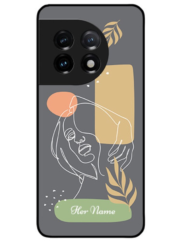 Custom OnePlus 11 5G Custom Glass Phone Case - Gazing Woman line art Design