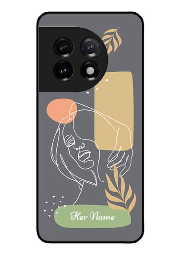 OnePlus 11 5G Custom Glass Phone Case - Gazing Woman line art Design