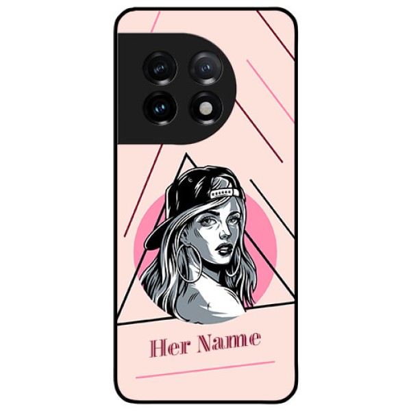 OnePlus 11 5G Personalized Glass Phone Case - Rockstar Girl Design
