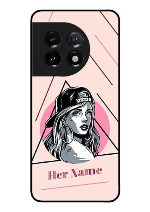OnePlus 11 5G Personalized Glass Phone Case - Rockstar Girl Design