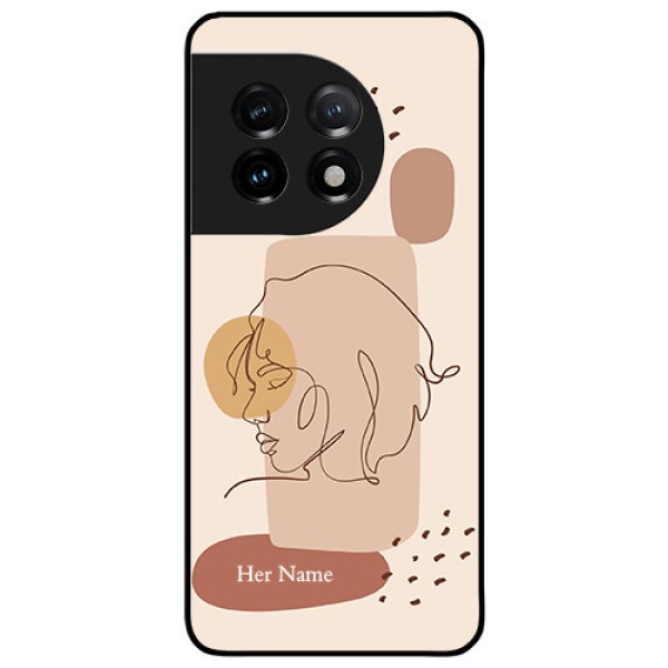 OnePlus 11 5G Photo Printing on Glass Case - Calm Woman line art Design OnePlus 11 5G Photo Printing on Glass Case - Calm Woman line art Design